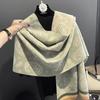 Winter new high-end green cashew imitation cashmere scarf shawl dual-purpose double-sided warm student scarf