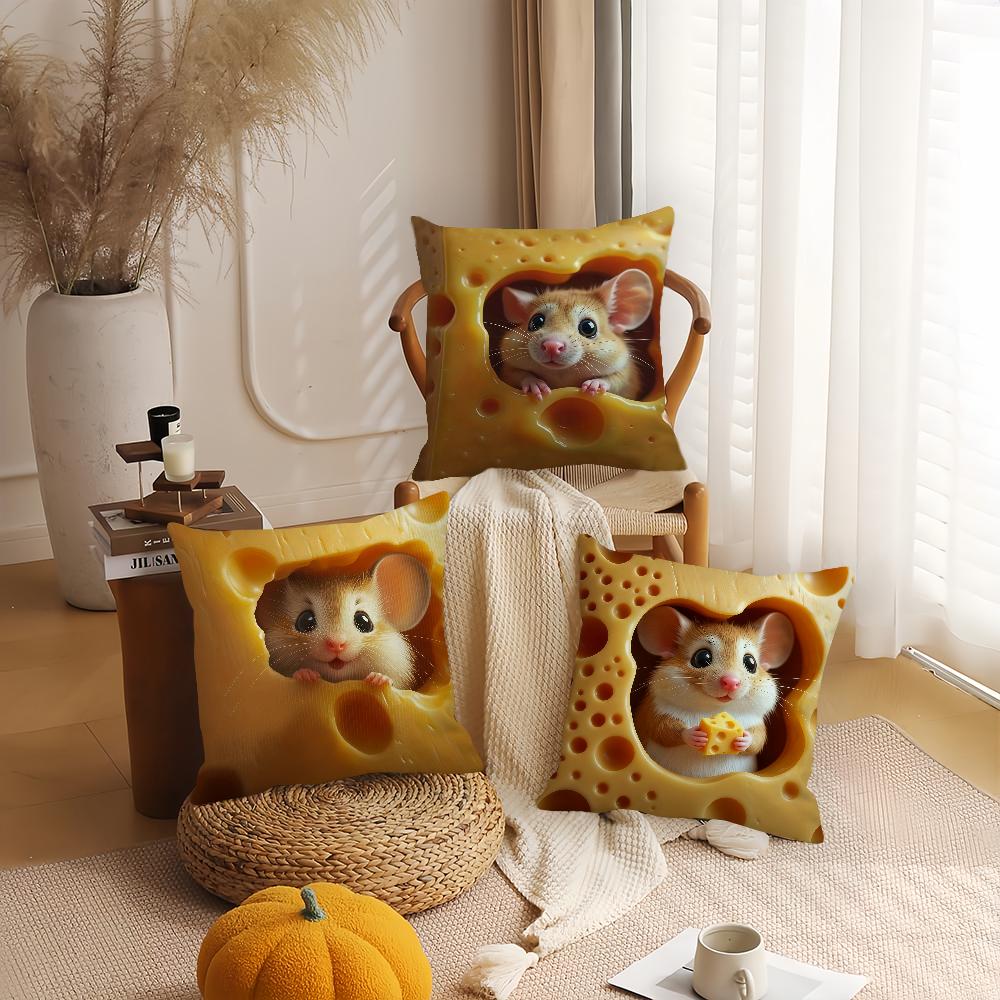 Kawaii Cute Mouse-In-Cheese Pillow Case Office Cushions Suitable For Sofa Car Bedroom Decorative Cushion Cover