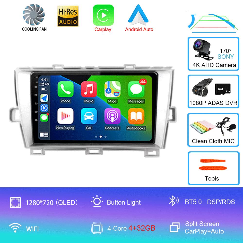 Car Radio Android 14 Carplay For Toyota Prius XW30 2009 2010 2011 - 2015 Navigation GPS Multimedia Player wifi+4G BT Auto 2 DIN
