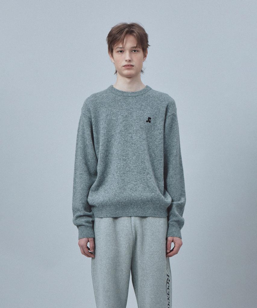 REST&RECREATION Logo Crew Neck Sweater - Gray
