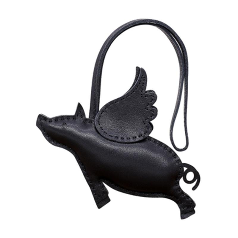 Cow Leather Keychain Pendant for Ladies Fly Pig Bag Charm Handmade Handbag Pendant Car Decorate Bag Accessories