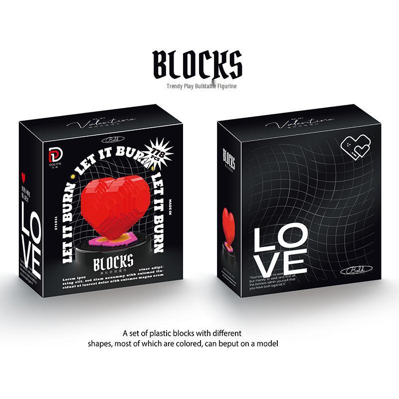 Love Heart 520 Building Blocks - Compatible with LEGO, Desktop Ornament & Valentine's Day Gift