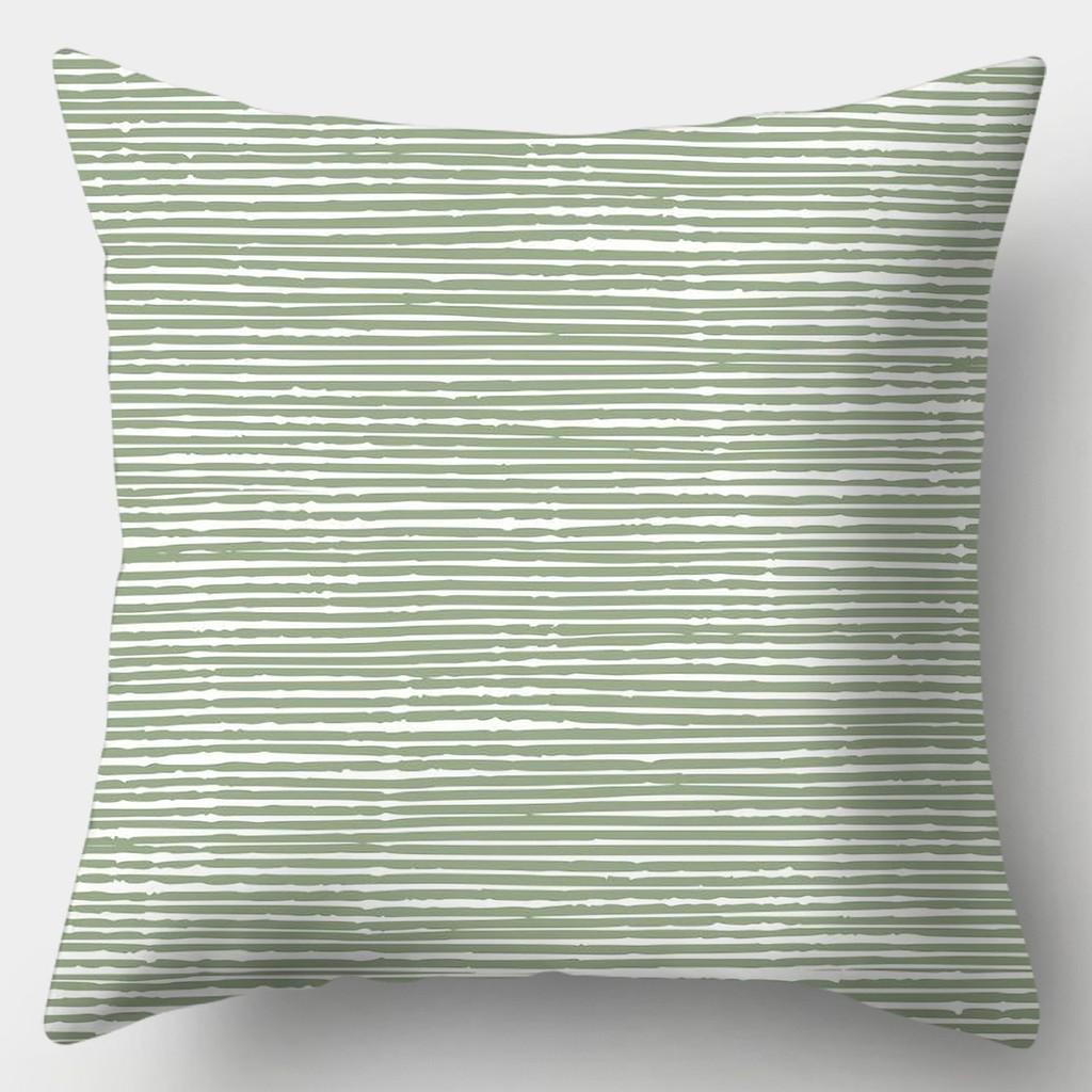 Avocado Green Pillowcase Square Sofa Pillowcase Plaid Plant Print Cushion Cover