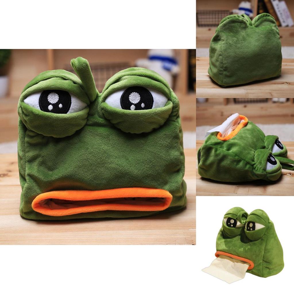 Pepe Smutná Žába Plyšový Úložný Box na Kapesníky pro Domácí a Kancelářské Použití Měkký na Dotek a Originální Design