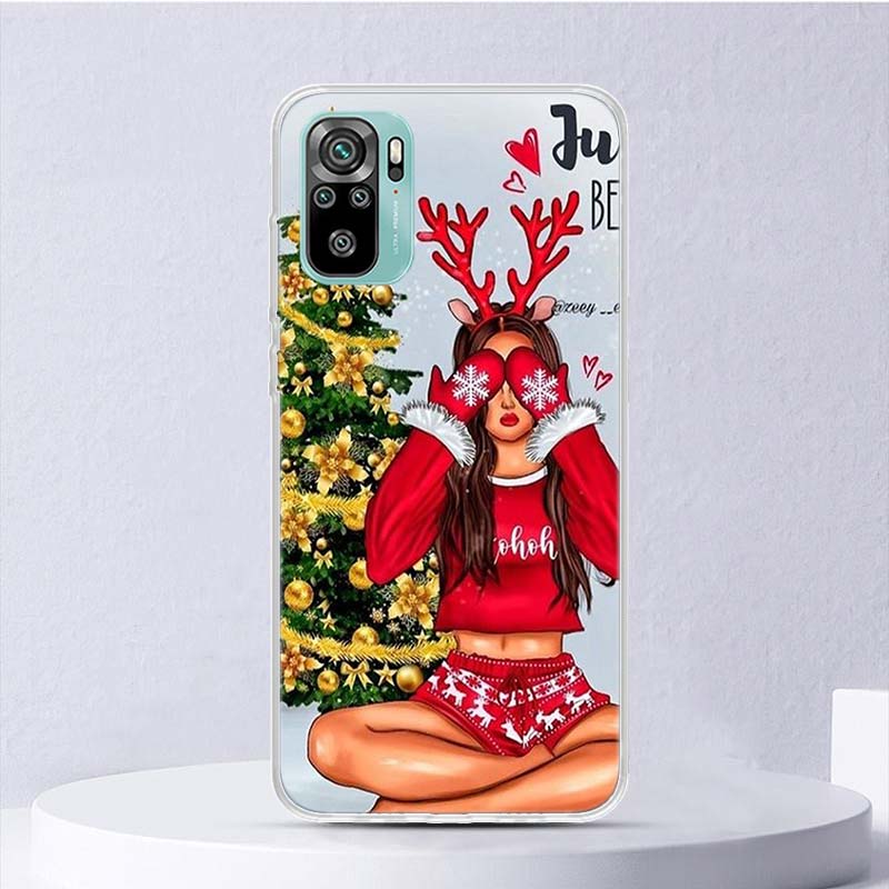Artă de Crăciun Fete Cafea Husă Moale Pentru Xiaomi Redmi 10 10A 10C 9 9A 9C 9T Husă Telefon 8 8A 7 7A 6 6A S2 K20 K40 Pro 10X Fundă