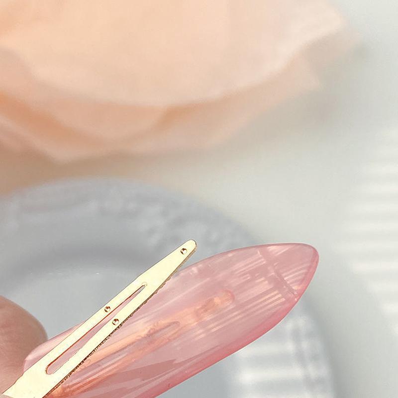 2Pcs Korean Style Hair Styling Tool Simple Pink Seamless Hair Clip For Women Sweet Fresh Bangs Clip Duckbill Clips Hairpins
