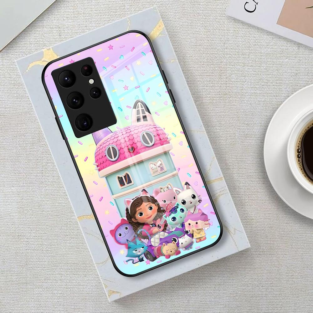 Cartoon Gabbys Dollhouse Phone Case For Samsung S26 S25 Edge Ultra 23 22 21 20 Ultra Plus S24 Fe Glass Cover