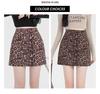 Suede Leopard Print A-line Midi Skirt for Women - Autumn/Winter 2024 Collection