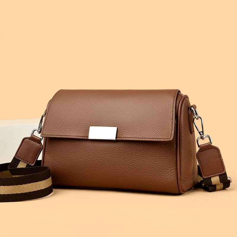 Genuine cowhide crossbody bag for women monochromatic shoulder bag luxury feminine Messenger Tote
