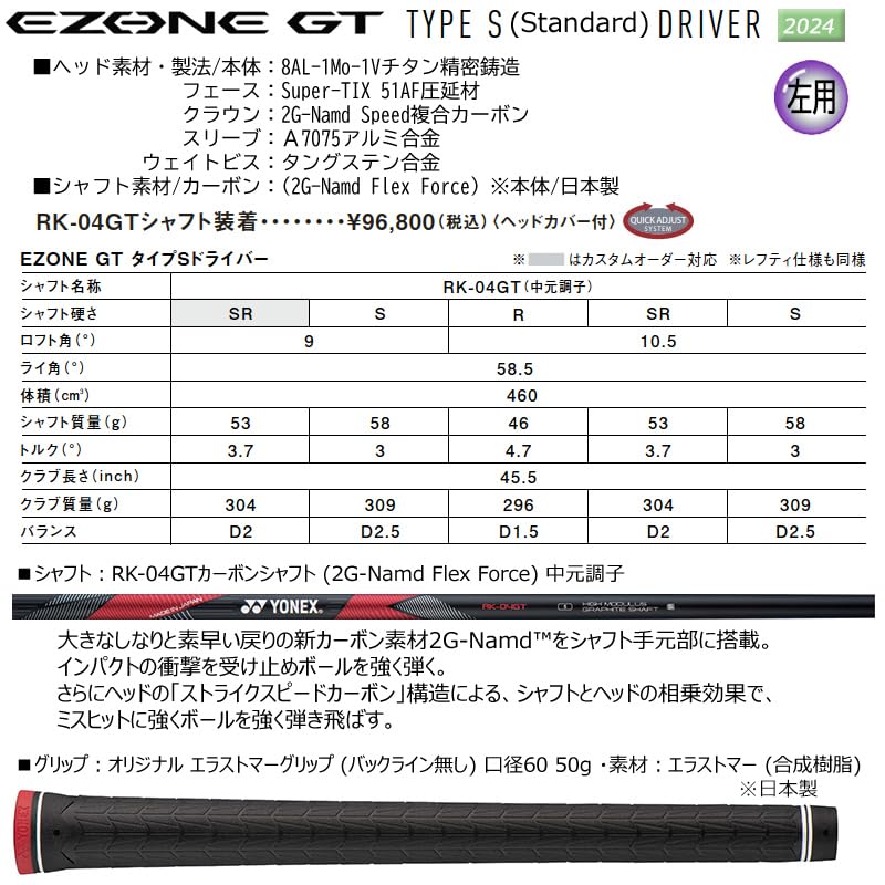 YONEX Golfový EZONE GT Driver Karbonový shaft YONEX EZONE GT RK-04GT