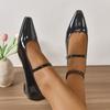 2025 Spring New Pointed Toe One-word Buckle Strap Heightens Temperament Mary Jane Women's Shoes All-match Silver Shoes