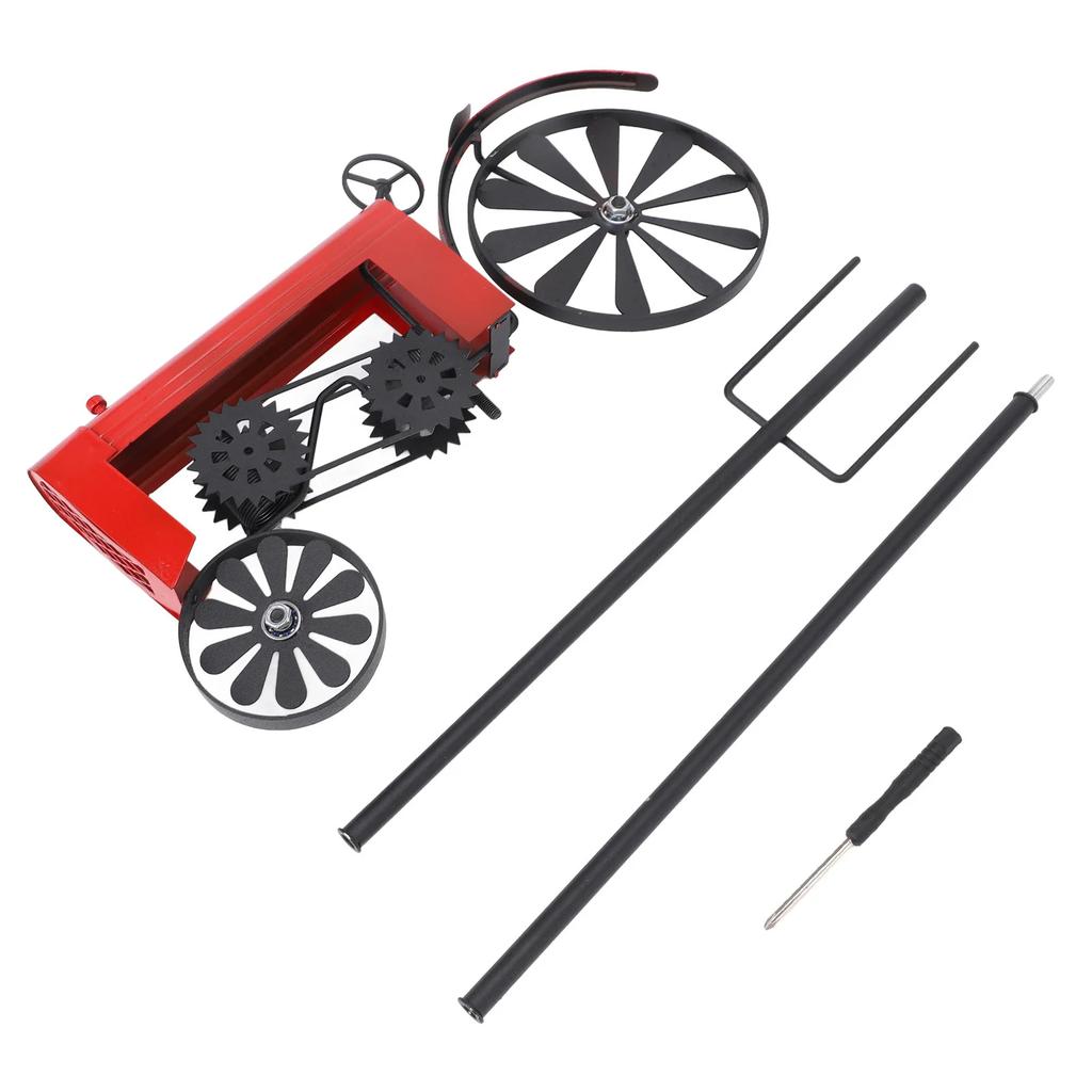 Tractor Wind Spinner Vintage Turning Wheels Metal Outdoor Stake Windmill Decoration For Flower Bed Lawn Garden Red