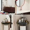 Bathroom Storage Rack, Corner Wall-mounted, No-drill, for Toilet and Washbasin, Shower Shelf, Black and Gold Triangular Basket