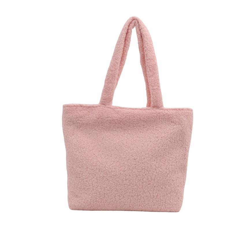 Stylish Korean Plush Tote Bag For Women Large Versatile Handbag Ideal For Daily Use In Trendy Colors