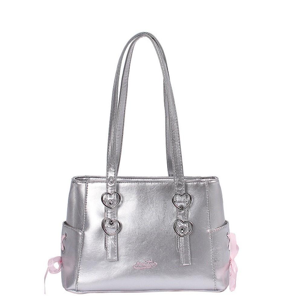 

Универсальные сумки через плечо с лентами, женские сумки высокого класса, корейский рюкзак с бантом для девочек серебряный