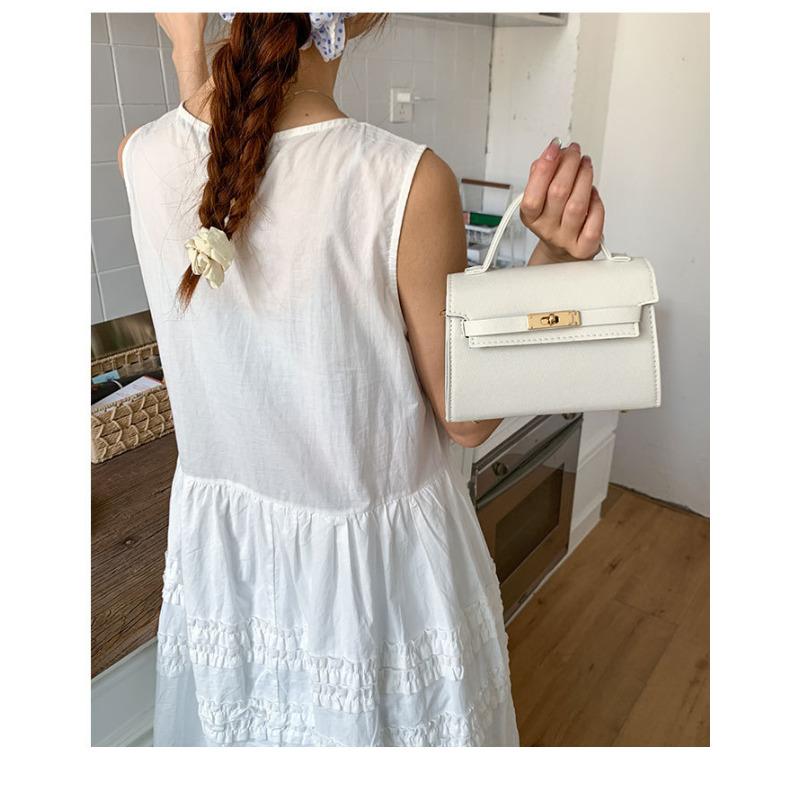 Simple Kelly Style Handbag for Women Faux Leather Crossbody Shoulder Square Bag