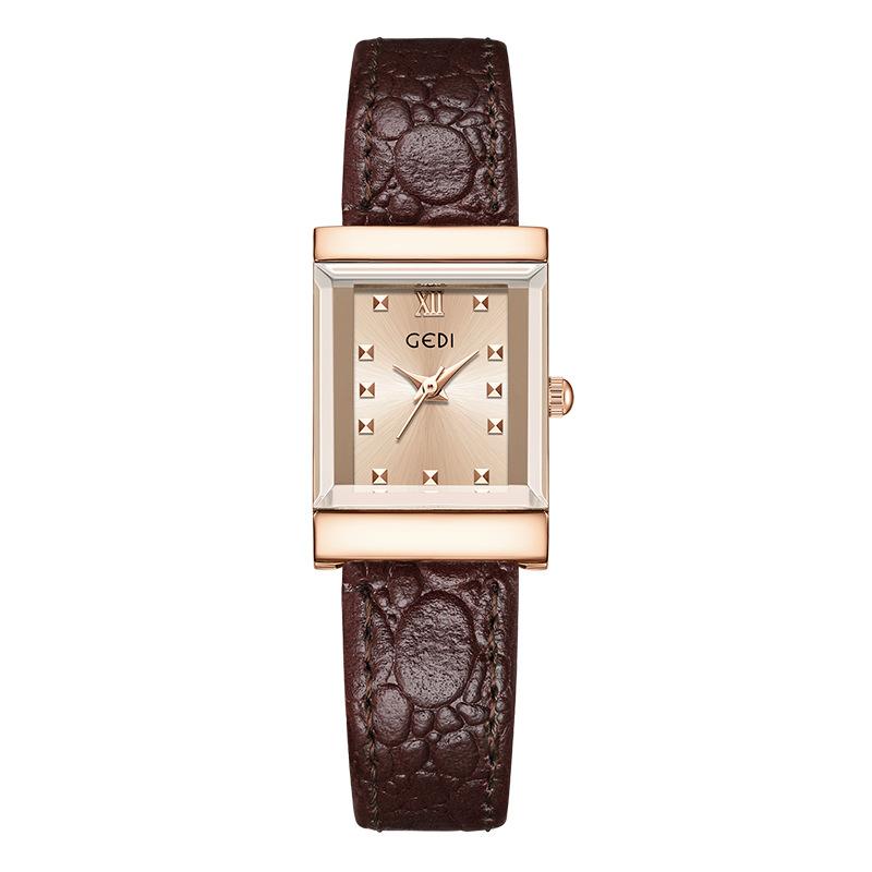 

Retro Square Plate Women S Watch Niche Pebble Pattern Strap Women S Premium Waterproof Quartz Watch