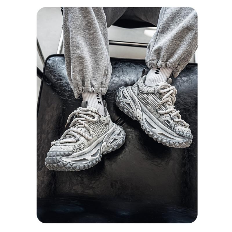 Vintage Distressed Thick Sole Height Increasing Casual Dad Sneakers For Men
