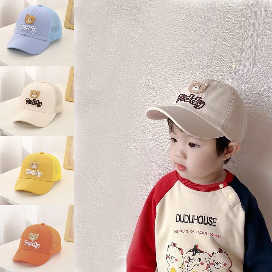 Children's Breathable Mesh Baseball Cap Adjustable Little Color Embroidery Peaked Cap Outdoor Sun Protection Hip Hop Fishing Hat