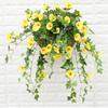 Home Wall Garland Fake Silk Morning Glory Artificial Flower Vine Hanging Plant