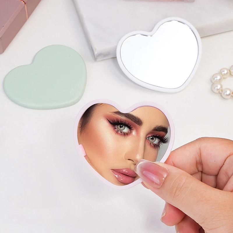 1PC Mirror Dormitory Simple Dressing Mirror Love Small Mirror Gift Makeup Mirror Beauty Heart-shaped Mini Student