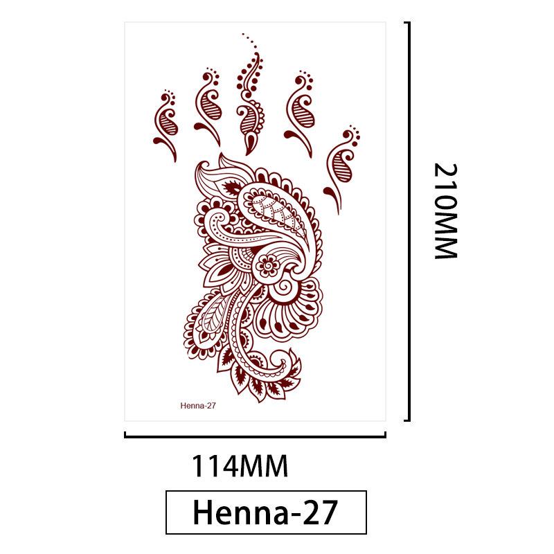 Lace Brown Waterproof Henna Flower Tattoo Stickers for Hands