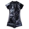 Rompers T-shirt Shorts 1pc Black Patent Leather Sexy