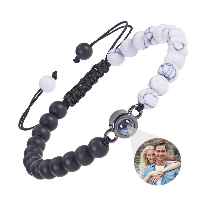 

Браслет з проекцією фото з натурального каменю Браслети Персоналізований браслет з проекцією фото Пам ять для пари Подарунок Template B&Stainless Steel