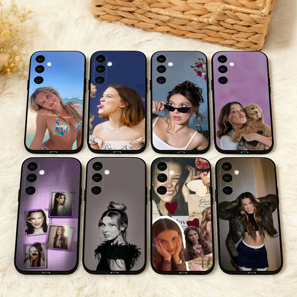 Singer MMB M-Millie Bobby B-Brown Phone Case For Samsung A73,72,71,A52,51,40,41,A22,A32,31,A13, Soft Black Shell