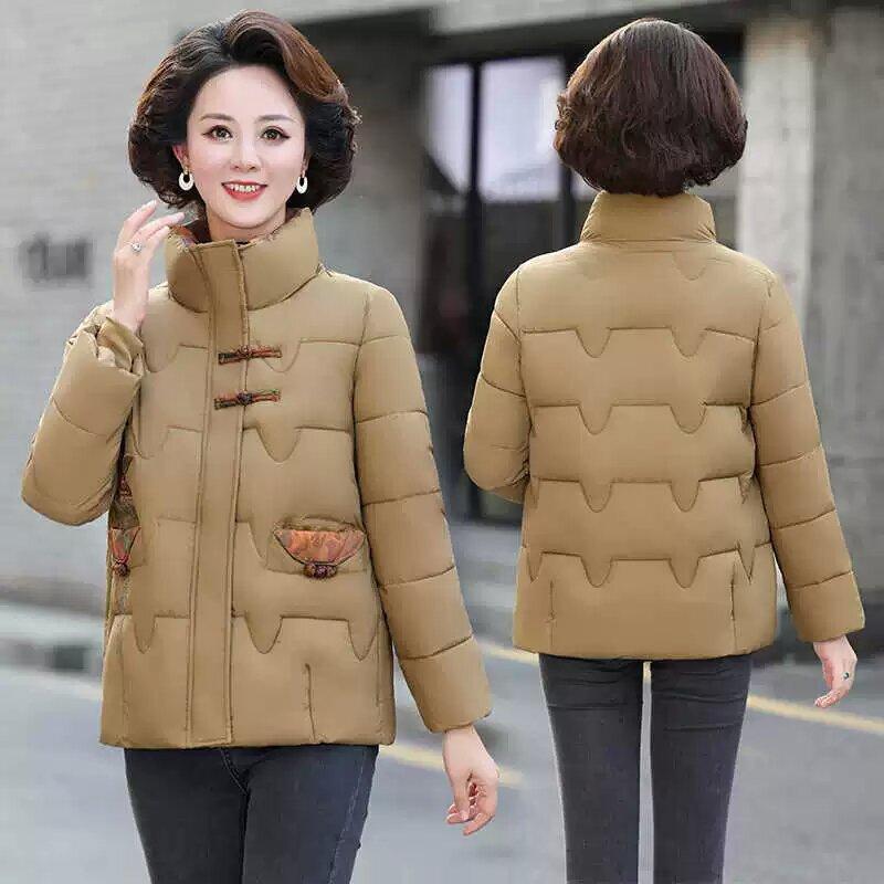 Jacket ethnic winter white warm cotton-padded clothes casual buckle middle-aged and elderly women's clothing thickened versatile cotton-padded clothes