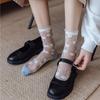 Summer Cute Lace Floral Print Sizes Women's Socks, Socks, Transparent, See-Through Socks, Stylish, Thin, Odor-Resistant, Non-Sweaty, 5-Pair Set,