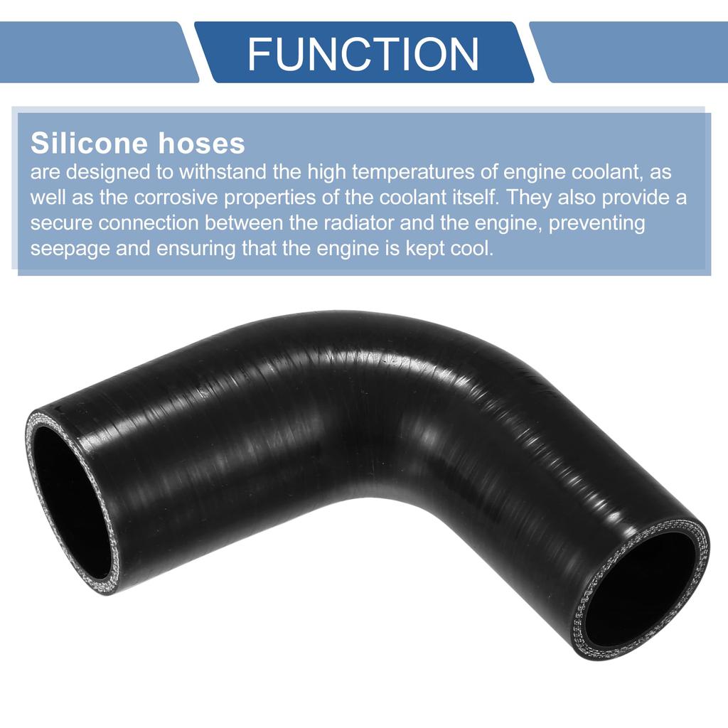 X AUTOHAUX 1 Stück 38mm/1,50"-45mm/1,77" Innendurchmesser 102mm/4,02" Länge 90 Grad Schwarz Auto Silikonschlauch Schlauch Universal