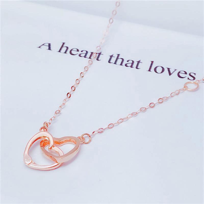 

Exquisite Purple Gold-Plated Rose Gold Love Necklace Women S High-End Personality Trend Classic Versatile Color Gold Peach Heart Necklace (with 45+5cm gold chain)