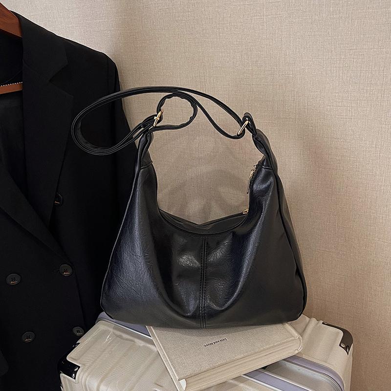 

Женская винтажная сумка-хобо, легкая сумка через плечо из искусственной кожи с просторным внутренним отделением и надежной молнией для повседневного использования