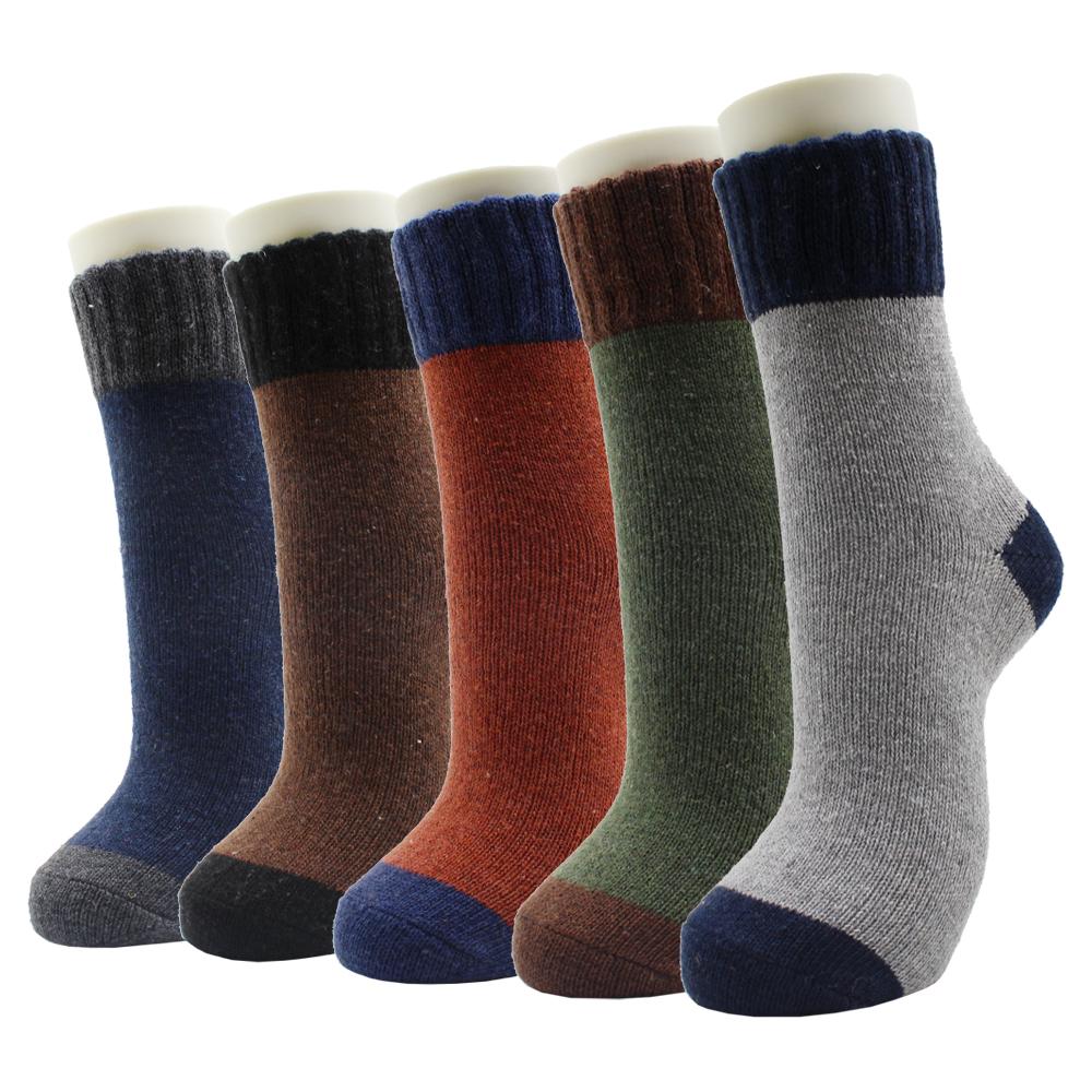 5 Pairs New Autumn and Winter Thicken Warm Men Wool Socks Pure Color Ethnic Imitation Mink Cashmere Casual Men Socks
