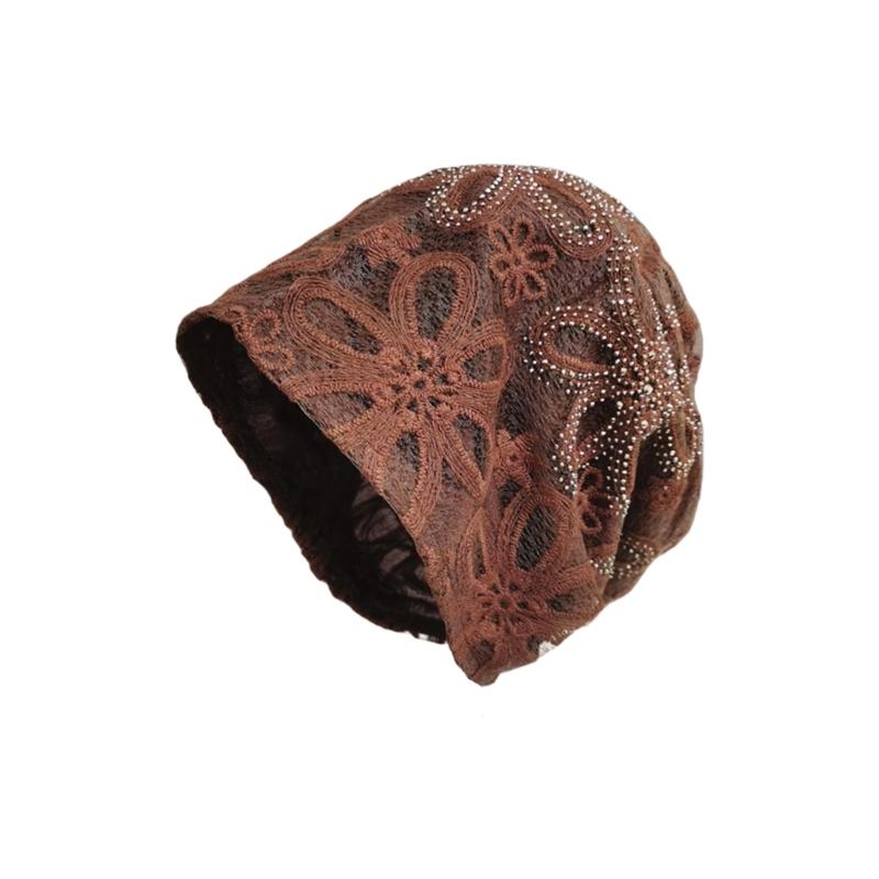 Breathable Crochet Brimless Hat for Spring and Autumn Comfortable Polyester Fabric Skull Hat for Women Daily Outfit