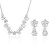 Fashionable Zircon Earrings & Necklace Set - Colorful Flower Design, Fresh Jewelry with Trendy Collarbone Chain