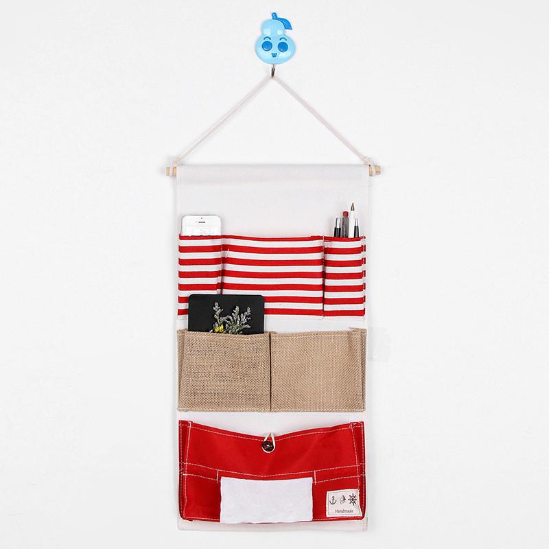 Multipocket Wallmounted Storage Bag Cotton Linen Home Decor Creative Art Fabric