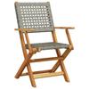 VidaXL Folding Garden Chairs Set of 4 Grey Poly Rattan Solid Wood, Garden Seat, Patio Chair, Dining Chair of 3214559