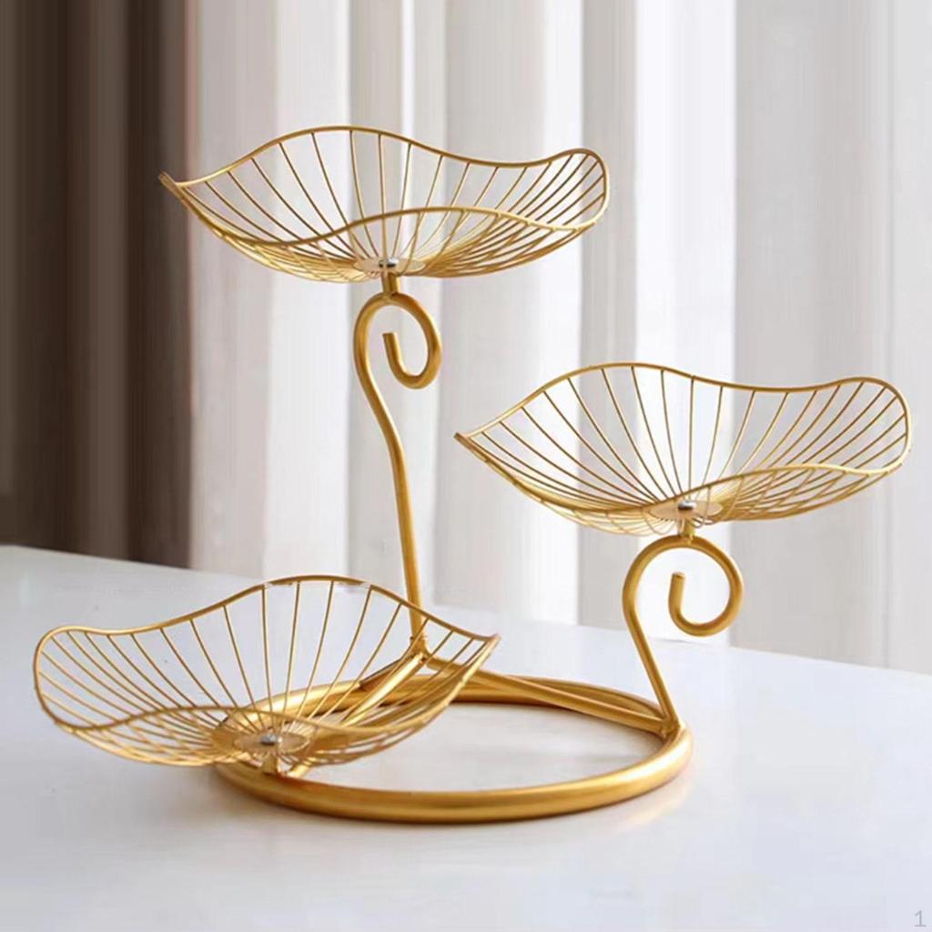 3-Tier Iron Fruit Basket Tabletop Large Capacity Wire Lemon Potato Holder