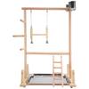 Good-Parrots Playground,Natural Wooden Parrot Perch Gym Play Stand Parakeet Ladders With Feeder Cups And Toys Exercise Play