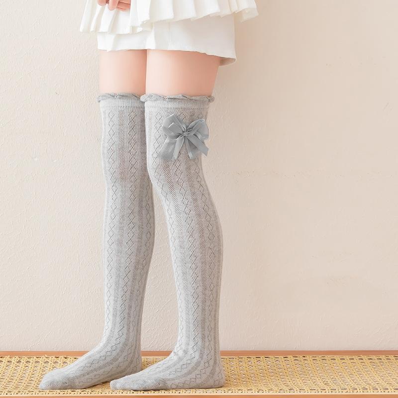 Baby Soft Knee High Sock For Kids Girl Sweet Fashion JK Bow Leggings Stocking Cotton Summer Children School Sock