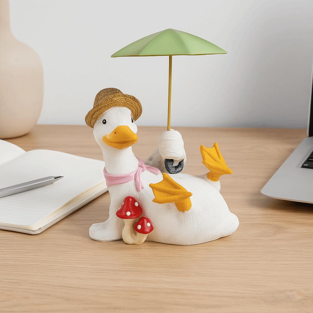 Simulated Duck Umbrella Ornament Handicraft Cartoon Resin Animal Sculpture Balcony Garden Supplies