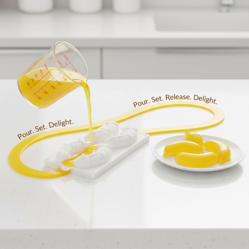 Silikon-Mousse-Kuchenform in Bananenform, 3D, wiederverwendbar, antihaftbeschichtet, Dessertwerkzeug für Heimbacken, Party, etc.