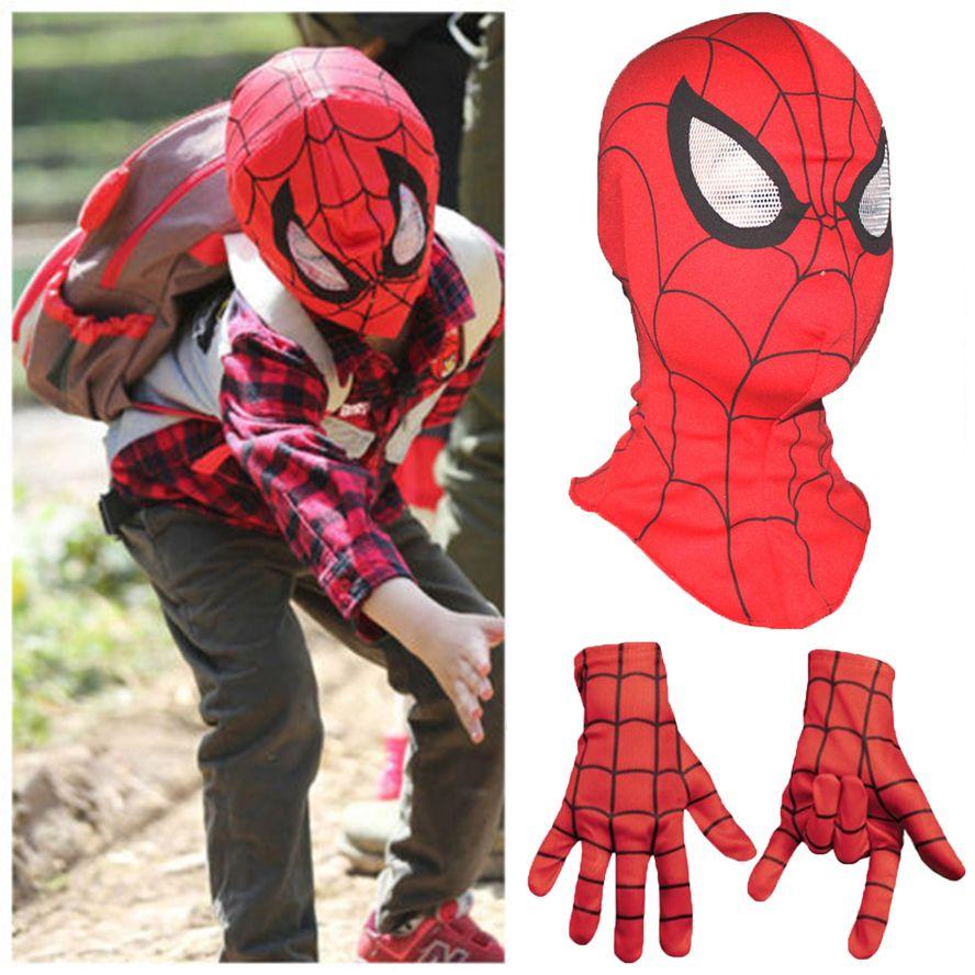 Lebendige Kinder Spiderman Maske Vollkopf Cosplay Mit Weichen Handschuhen Für Halloween Spaß