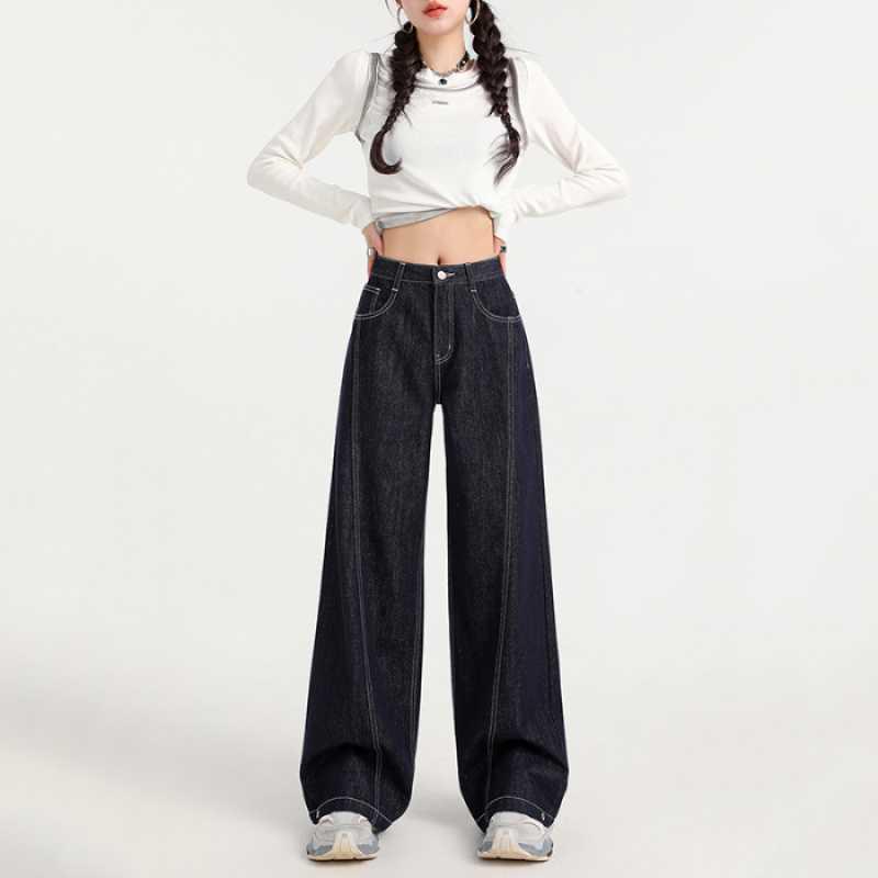 

High Street Niche Design Drape Wide-Leg Women s Jeans XL