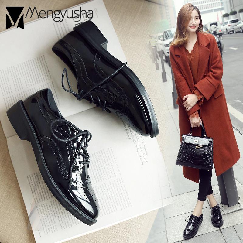 Modedesign Craving Brogues Damen Rindsleder Oxford Schuhe Hohe Qualität Derby Schuhe Damen Preppy Stil Flache Schuhe