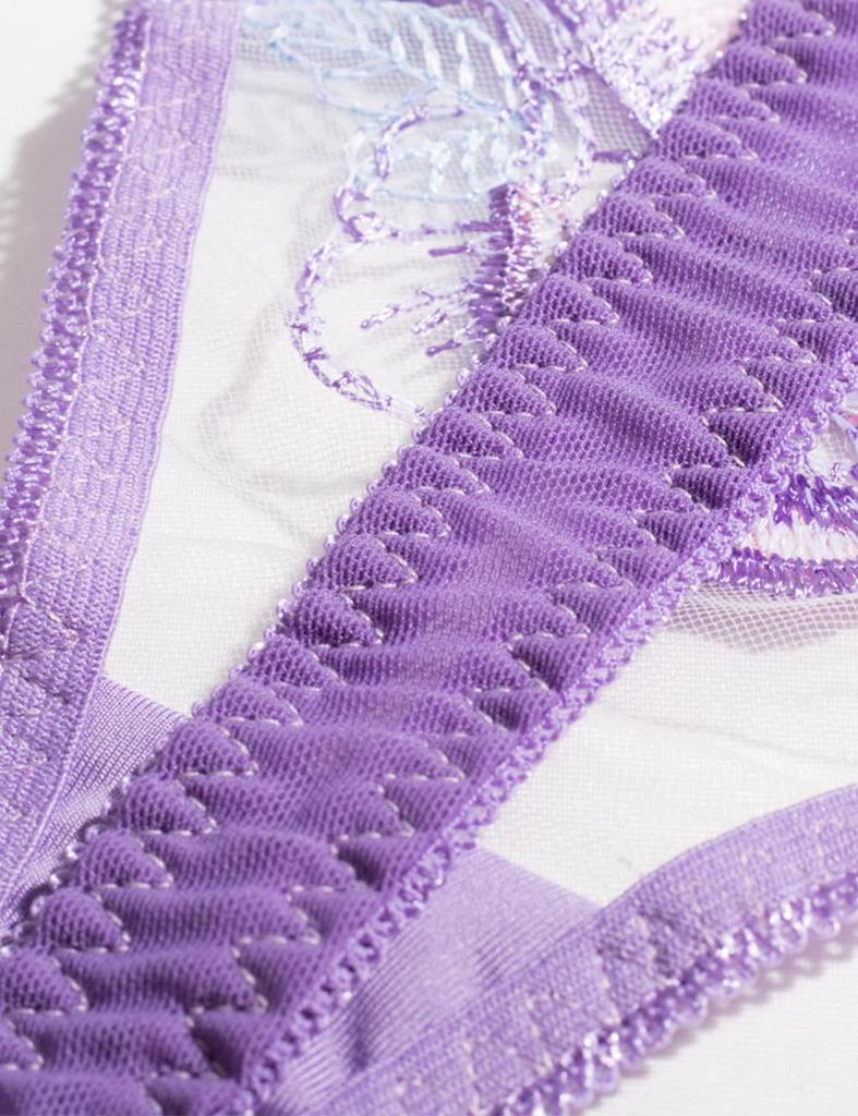 [qianqu] Teddy Babydoll Strap Bra and Panty Set with Lace Garter Belt Lingerie Set