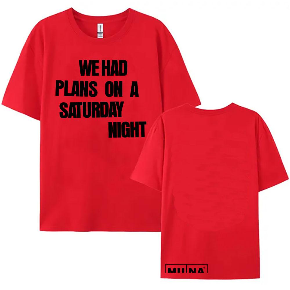 Saturday Night T-Shirt Pop Band MUNA Graphic Print Tees Short Sleeve 100%Cotton Summer Tops Streetwear O-neck Loose Fashion Female Shirt Anime T-shirt XS
