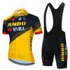 Jumbo Visma Cycling Jersey Set Short Sleeve Mens Breathable Quick Dry Mountain Road Bike Apparel